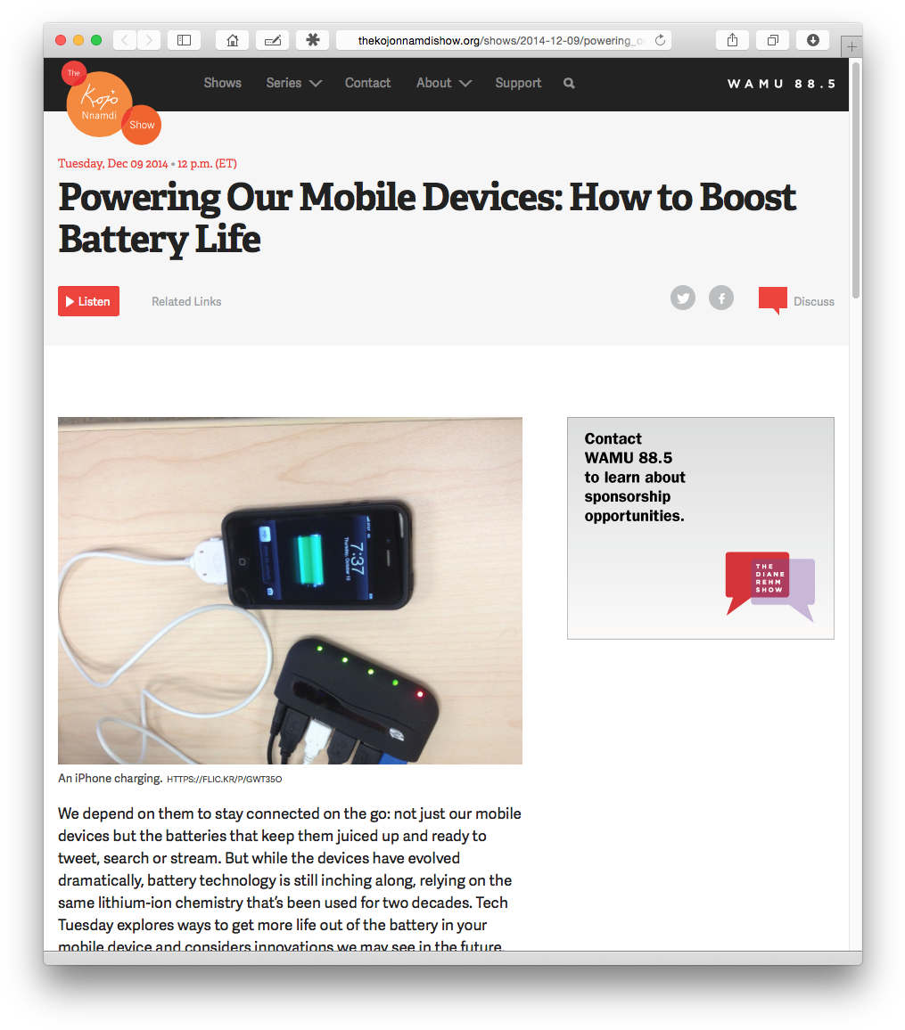 Kojo Nnamdi Show Mobile Battery Life - The Kojo Nnamdi Show (1030x1169), Png Download