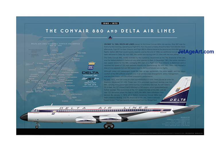 Jet Age Art Convair 880 Delta Airlines Poster (766x766), Png Download