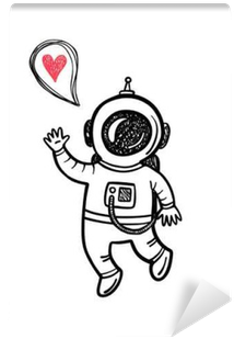 Vector Illustration With Doodle Astronaut Wall Mural - Astronaut Illustration (400x400), Png Download