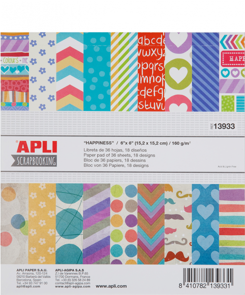 Papel Scrapbooking Colección "happines" - Apli (600x600), Png Download