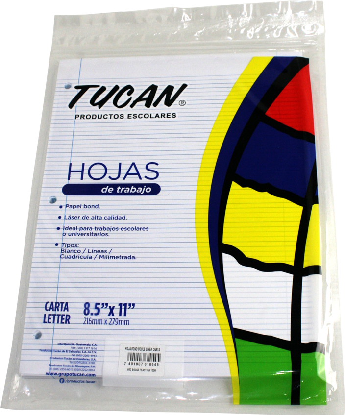 Hoja Bond Doble Línea Carta Bolsa Plástica 100 Hojas - Bag (900x900), Png Download