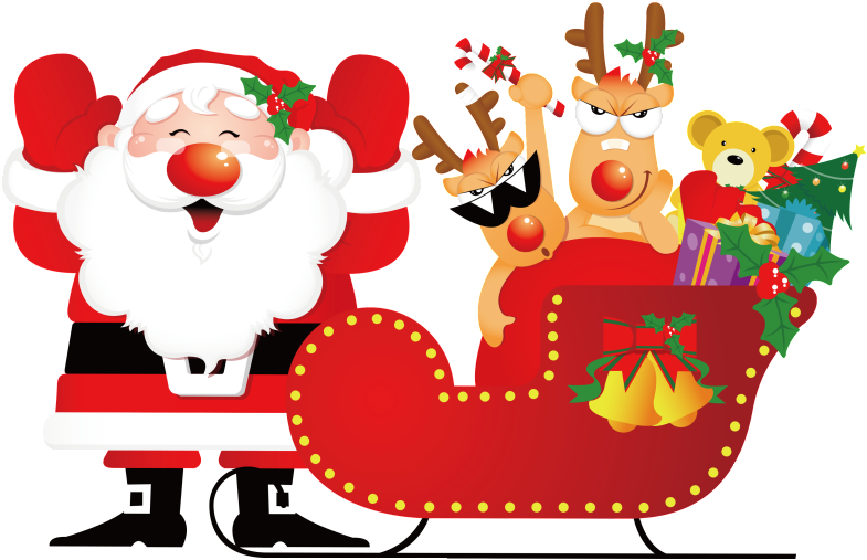 Hand Drawn Cartoon Festive Santa Claus Decoration Vector - Navidad Imagenes Que Se Mueven Animadas (1024x682), Png Download
