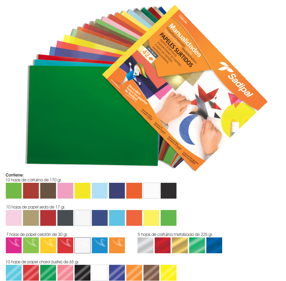 Block De Papeles Surtidos - Sadipal Bloc Manualidades 42 Papeles Surtidos 320 Gr (1001x1000), Png Download