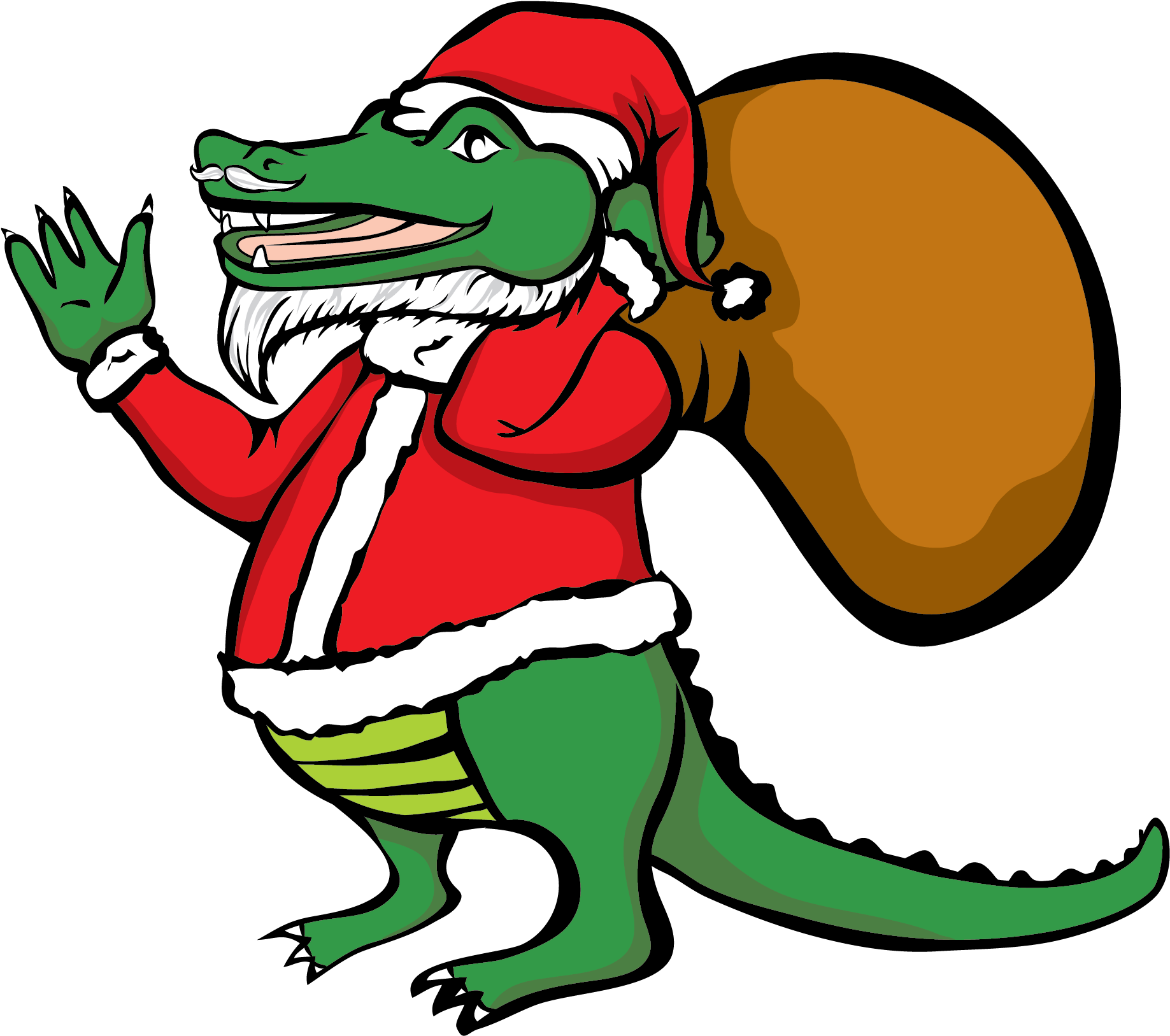 Santa Alligator Vector Clip Art - Clip Art (1980x1831), Png Download