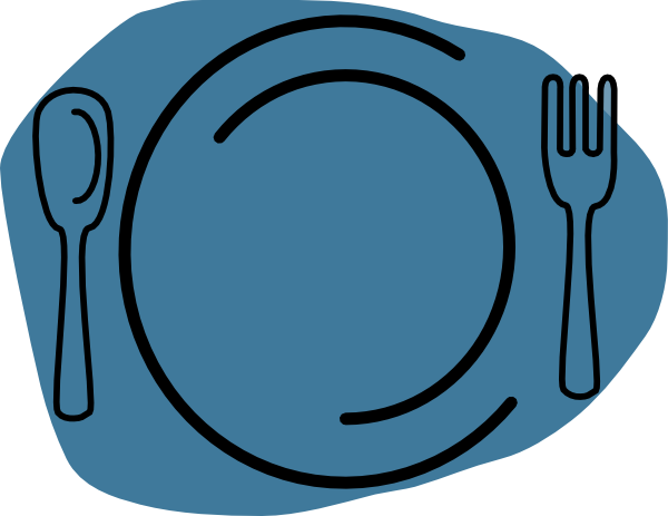 Lunch Clipart Lunch Plate - Blue Dinner Plate Clip Art (600x463), Png Download