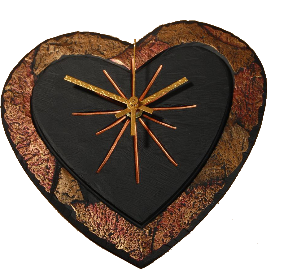 Slate Heart Clock - Hardwood (1024x947), Png Download