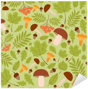 Leaves, Rowan Berries, Oaks Acorns And Mushrooms Background - Wallpaper (400x400), Png Download