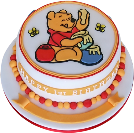 Pooh Cake - Winnie The Pooh Birthday Sheet Cake (500x500), Png Download