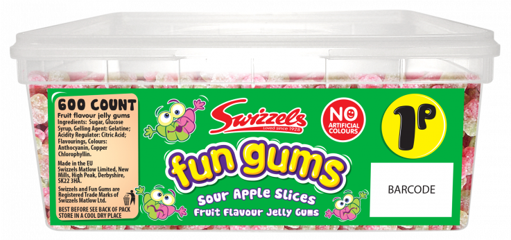 Swizzels 1p Sour Apple Slices - Swizzels Matlow Fun Gums Fun Mix (736x460), Png Download