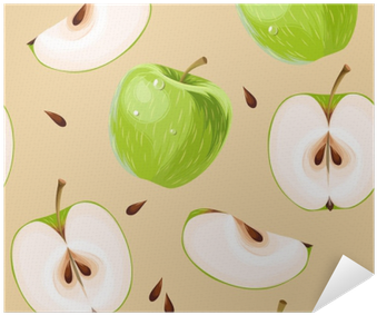 Green Apples And Apple Slices Seamless Poster • Pixers® - Cinnamon And Apples Background (400x400), Png Download