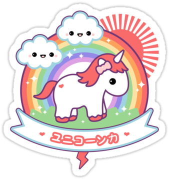 Super Cute Baby Rainbow Unicorn Stickers - Cute Unicorns And Rainbows (375x360), Png Download