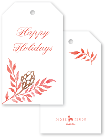 Pine Cones Script Gift Tags - Illustration (600x600), Png Download