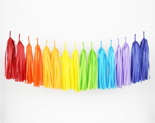 -guirnalda Flecos De Papel Seda - Tassel Garland Tissue Paper Rainbow (500x500), Png Download