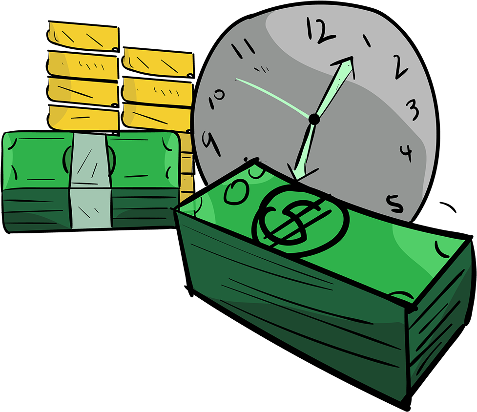 Time Is Money - Drawings Of Money Transparent (1000x870), Png Download