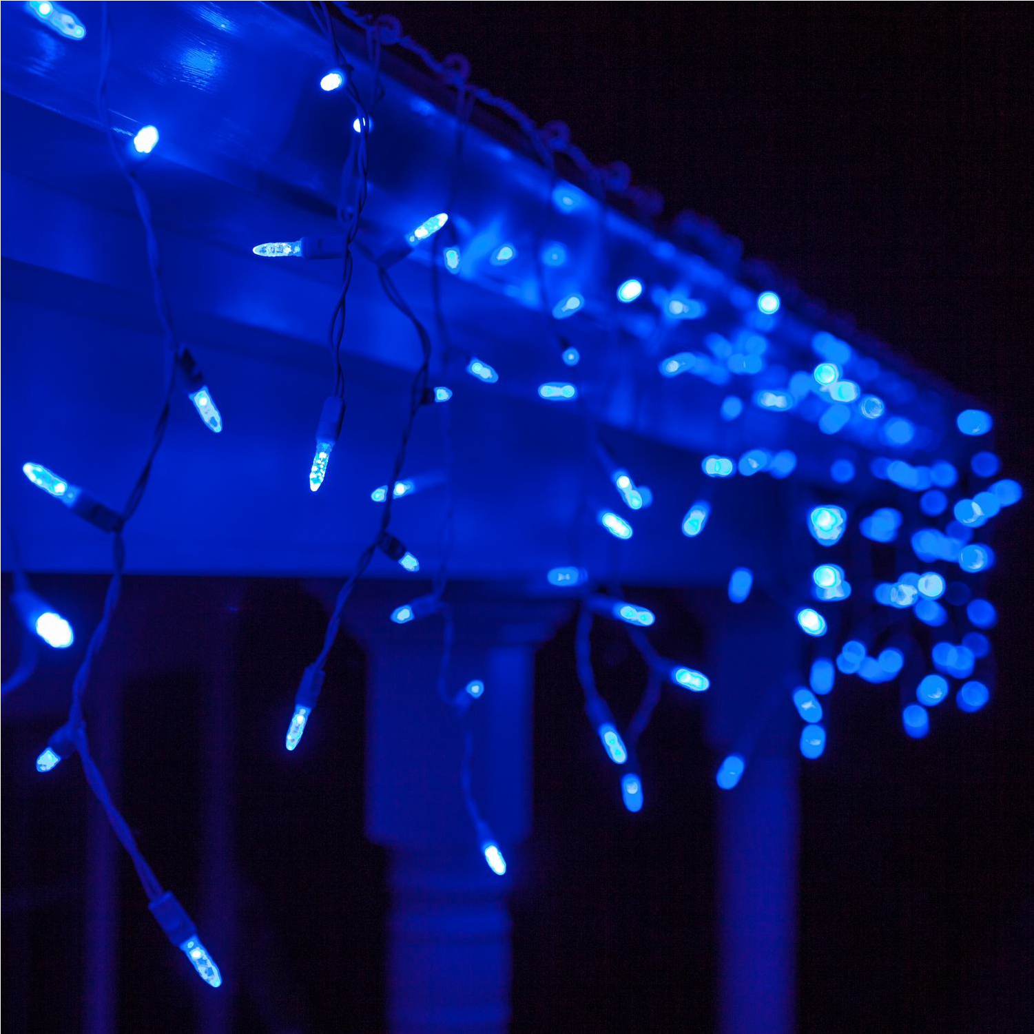Blue Led Icicle Lights - Wintergreen Lighting 70 Light Icicle Led Light; Blue (4500x1500), Png Download