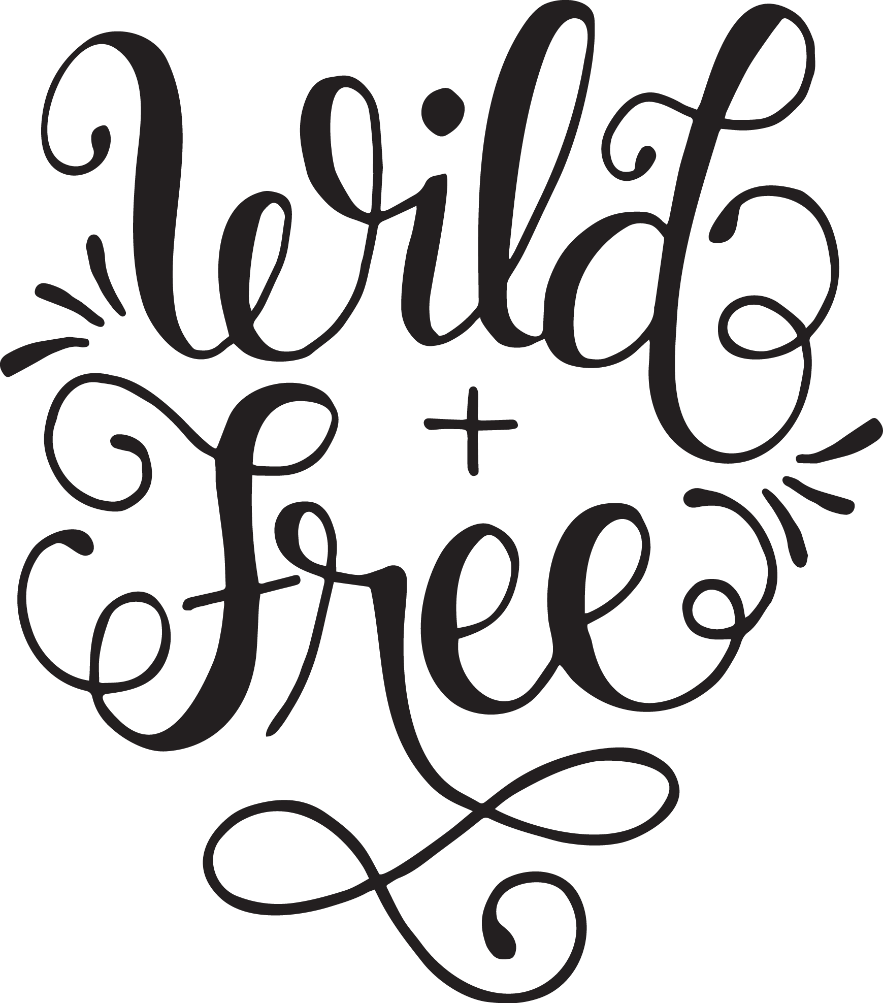 Hand Lettered Wild And Free Print And Svg Cut File - Wild And Free Svg (1739x1975), Png Download