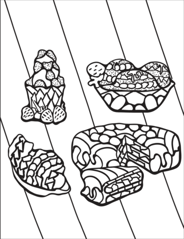 Zentangle Desserts Coloring Page - Drawing (371x480), Png Download