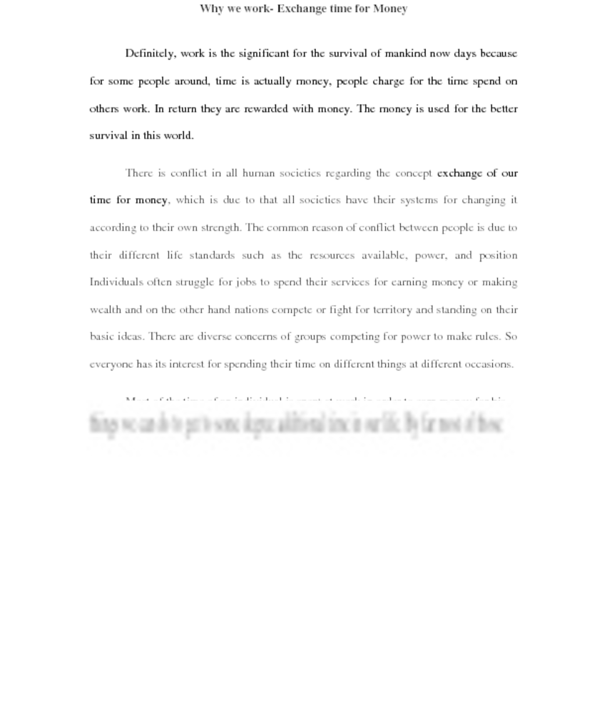 Why We Work- Exchange Time For Moneydefinitely, Work - Party Wall (850x1100), Png Download