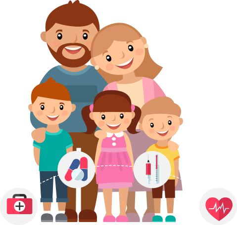 Happy Family Cartoon Png (479x456), Png Download