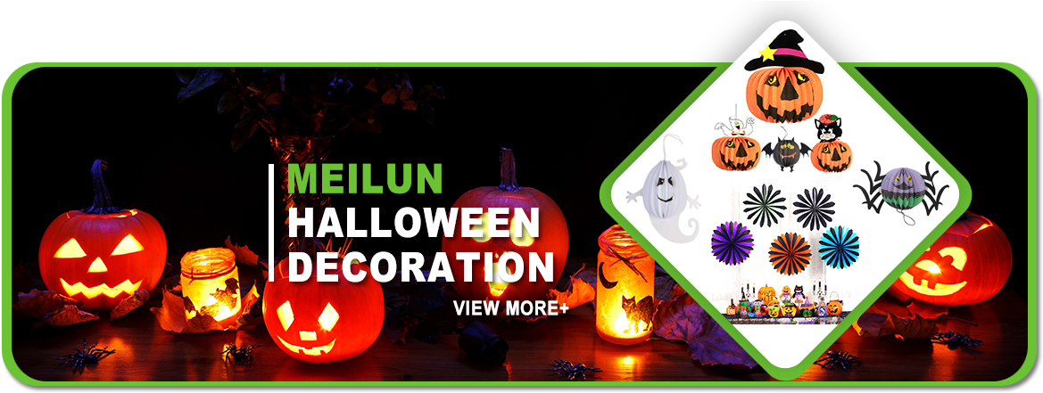 Meilun Art Crafts Cartoon Animal Hanging Paper Garland - Jack-o'-lantern (1200x450), Png Download