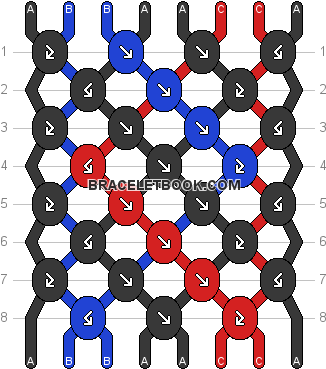 Normal Pattern - Friendship Bracelet Patterb Hearts (354x376), Png Download