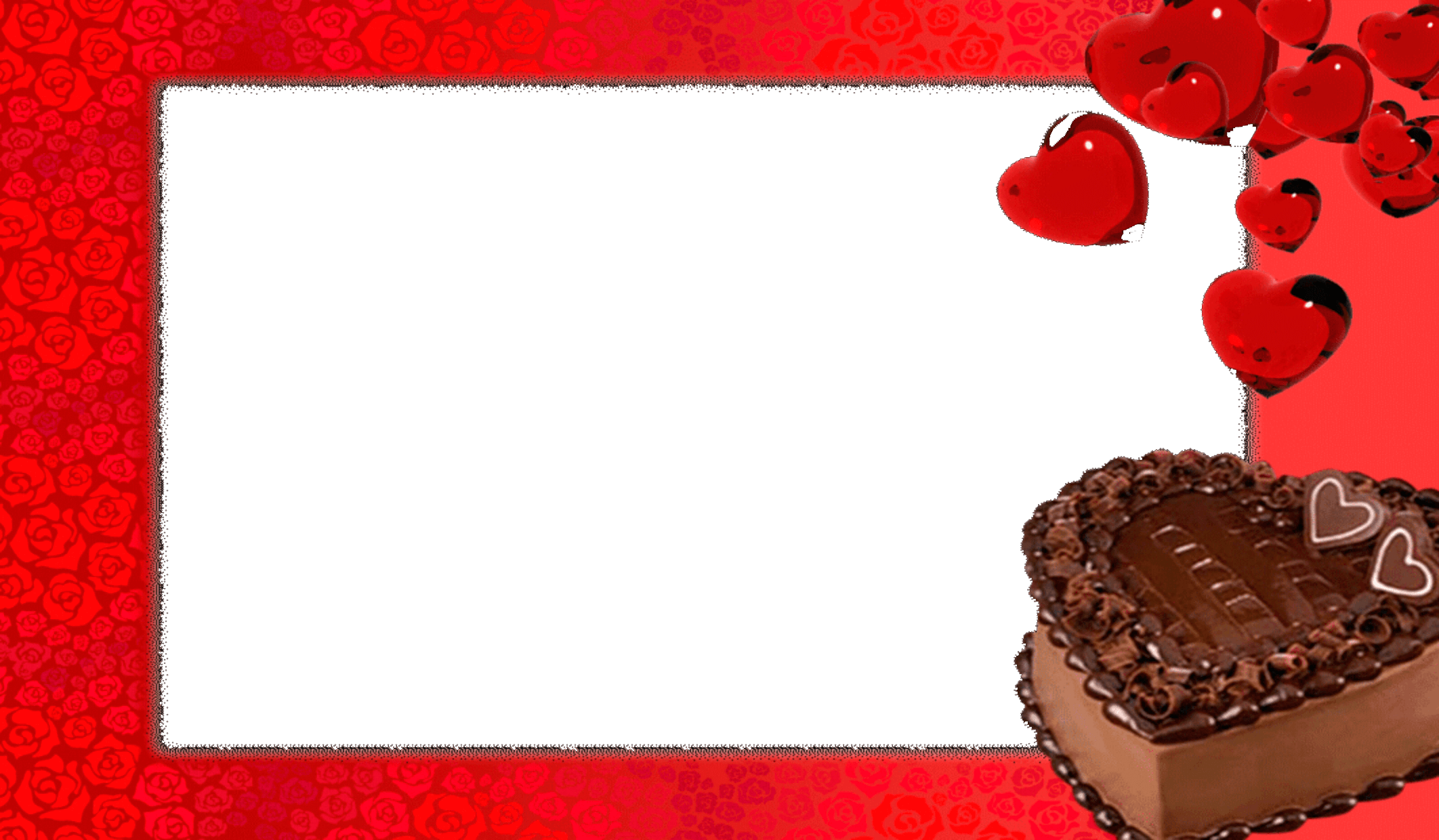 Marco Foto De Tarta De Chocolate Con Corazón - Marcos De Cumpleaños Amor Png (2124x1240), Png Download