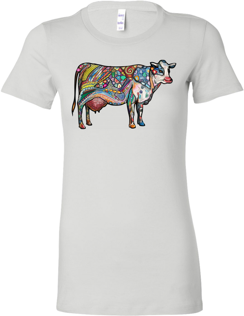 Cow Zentangle Art - Autism Awareness Puzzle Ladies Longer Length Shirt (1024x1024), Png Download