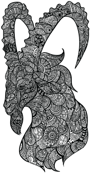 Goat Design (424x600), Png Download