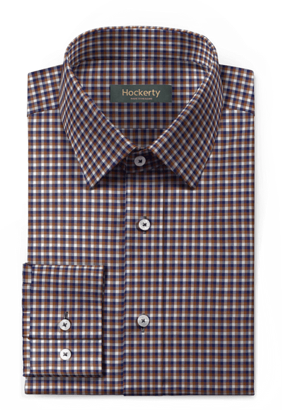 New Brown Checked 100% Cotton Shirt - Shirt (400x585), Png Download