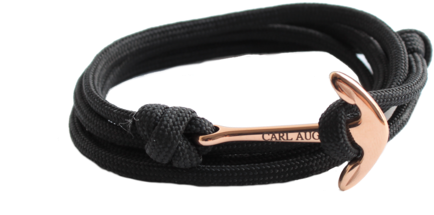 Carl August Rose Gold Anchor On Black Rope Bracelet - Rope Bracelet (480x345), Png Download