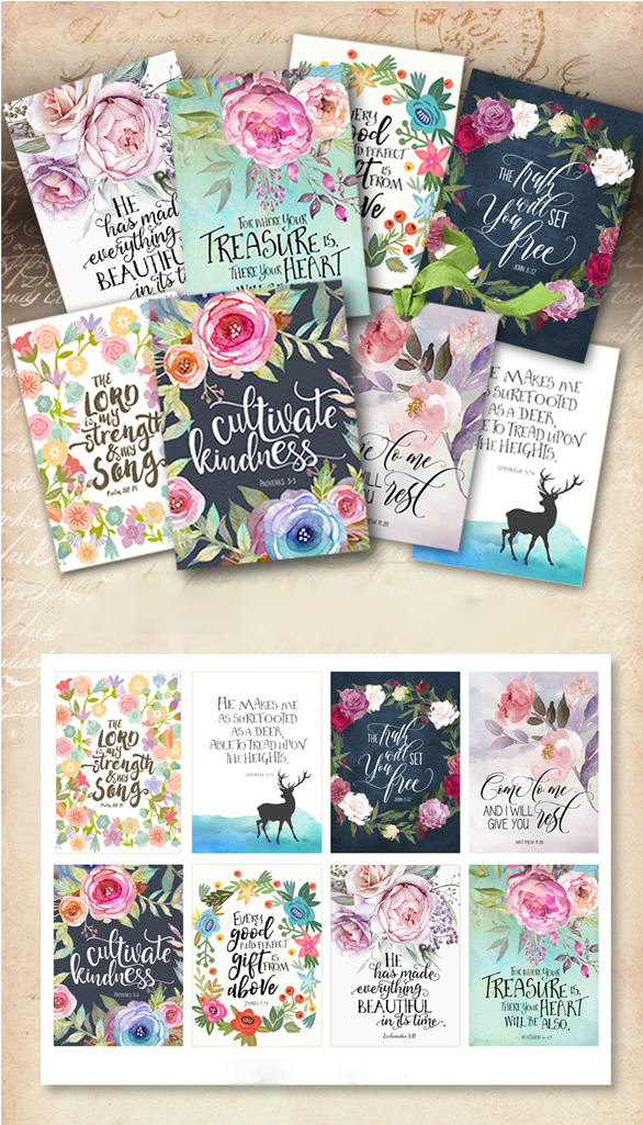 Printable Bible Verses Collage Sheet/greeting Cards - Cross-stitch (1077x1077), Png Download