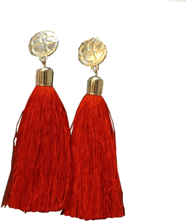 Clemson Women's Tassel Earrings - Earrings (490x600), Png Download