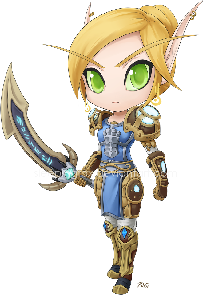 Wow Chibi Blood Elf (700x986), Png Download