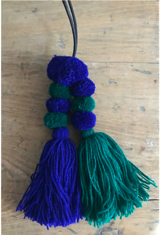 Stacked Pompom Tassel Accessory In Cobalt Blue & Forest - Tassel (800x800), Png Download