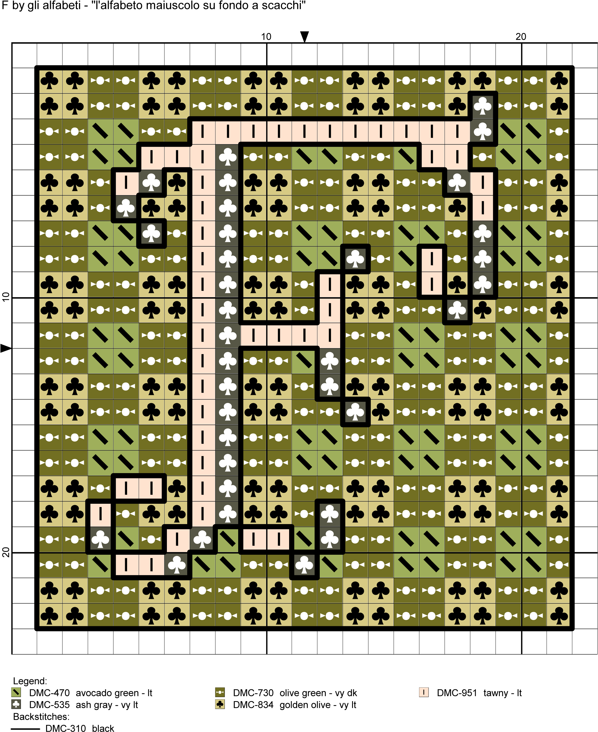 Uppercase Alphabet On Checkered Background Cross Stitch - Cross-stitch (2130x2593), Png Download