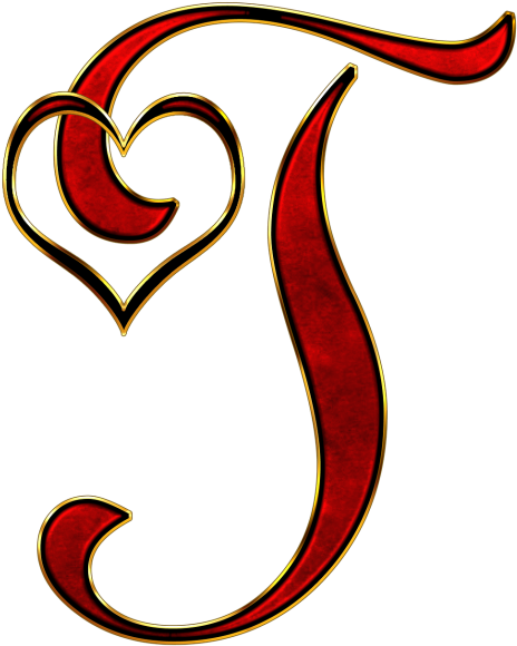 Letra T Com Coração (500x611), Png Download