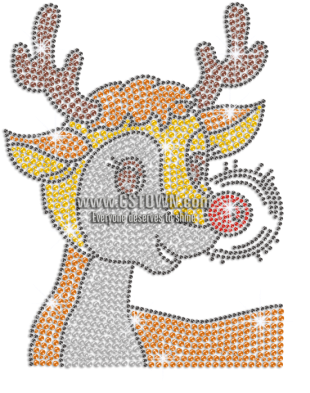 Cute Reindeer Iron On Rhinestone Transfer Decal - Deer (450x450), Png Download