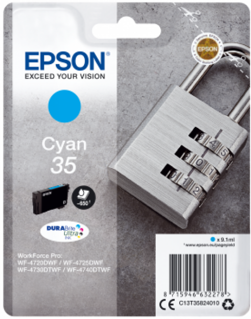 Tinteiro Epson 35 Azul Original Série Cadeado - Epson C13t35834010 (650x650), Png Download