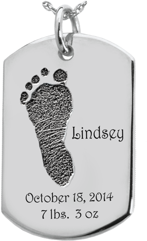 Wholesale Baby Foot-print On Silver Dog Tag Keepsake - Baby Handprint On Dog Tag Keepsake (500x500), Png Download