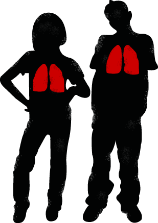 Lungs - Body Silhouette And Lungs (309x437), Png Download