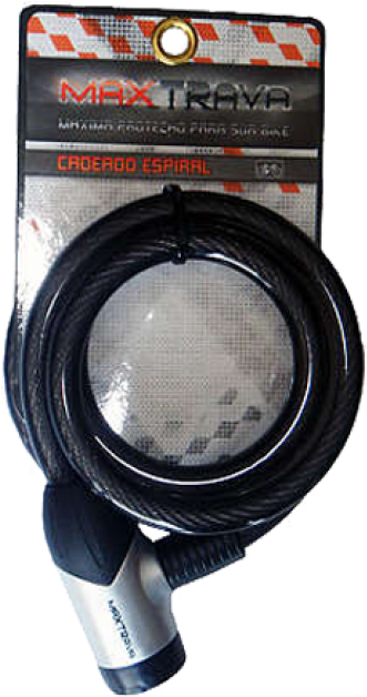 Cadeado Chave 1,5m C/proteção - Cadeado Max Trava Espiral Com Segredo Fumê 1,5m (700x933), Png Download