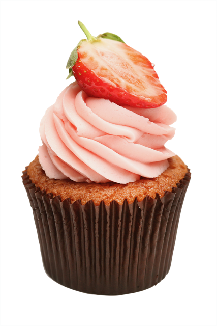 Delicious Strawberry Cupcakes - Cupcake With Strawberry Png (427x640), Png Download