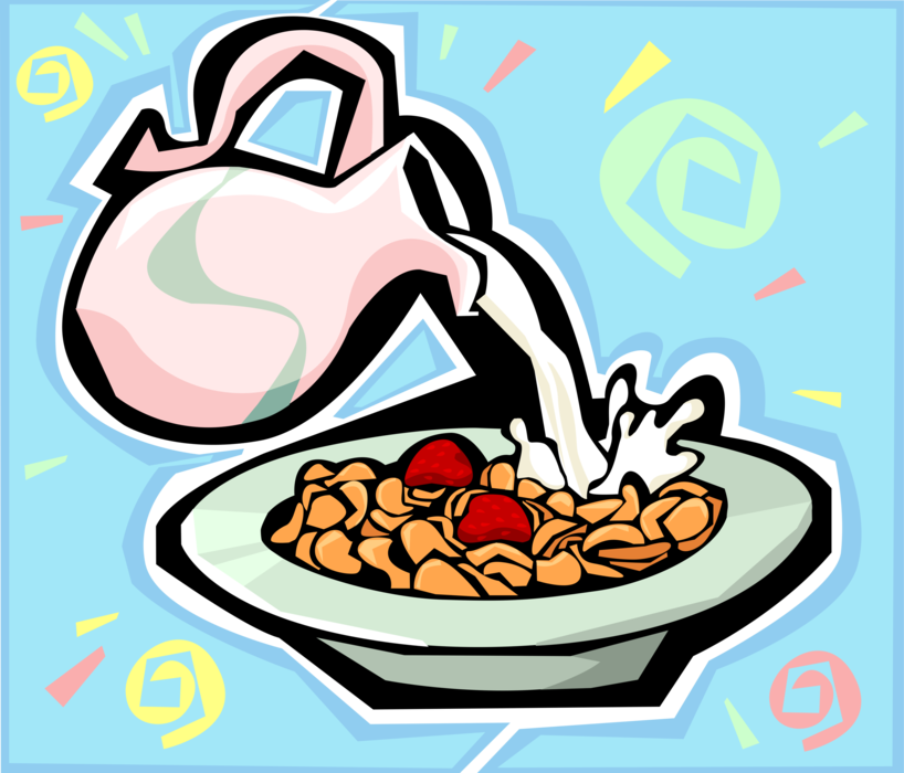 Vector Illustration Of Breakfast Cereal In Bowl With - Breakfast Menu Logo (818x700), Png Download