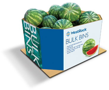 A Blue And White Large Bulk Bin Container Holding Watermelons - Cardboard Watermelon Bins (400x400), Png Download