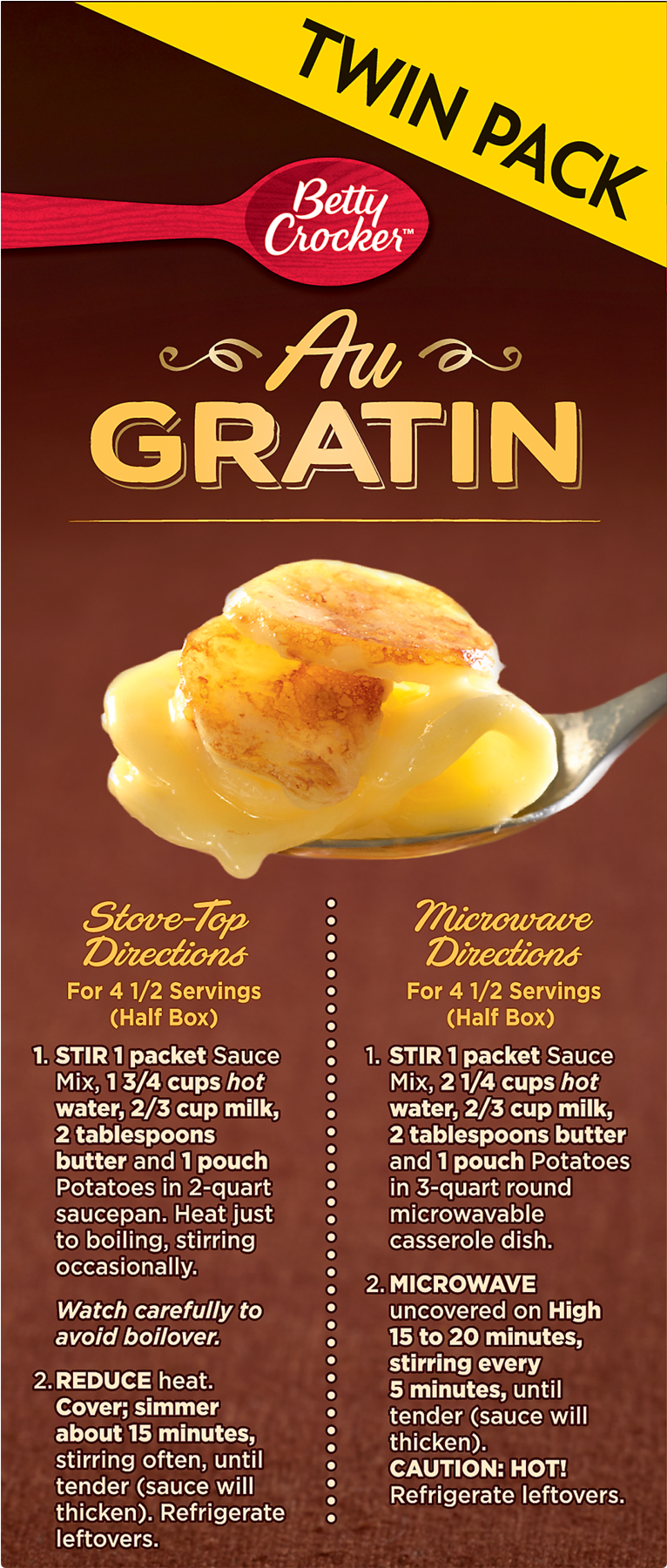 Betty Crocker Au Gratin Potatoes Box Stove Top Directions (1800x1800), Png Download