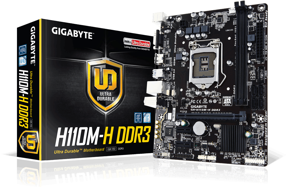 Ga H110m H Ddr3 - Gigabyte Ga-h110m-h Ddr3 Micro Atx Motherboard - Lga1151 (1000x664), Png Download