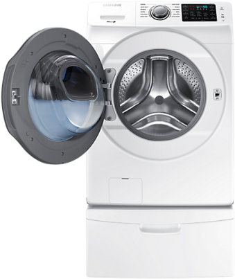 Between Washer Dryer Storage Samsung 5 2 Cu Ft Front - Samsung Wf45k6200aw Front-loading Washer - White (650x650), Png Download