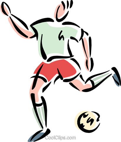 Jogador De Futebol Chutando Bola Livre De Direitos - Jogador Chutando A Bola Png (410x480), Png Download