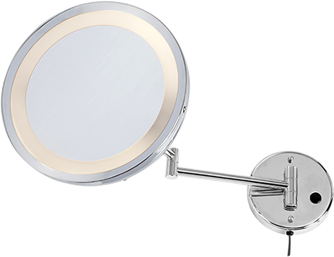 Espelho Fixo Com Iluminação Redondo 5x - Mirror (580x510), Png Download