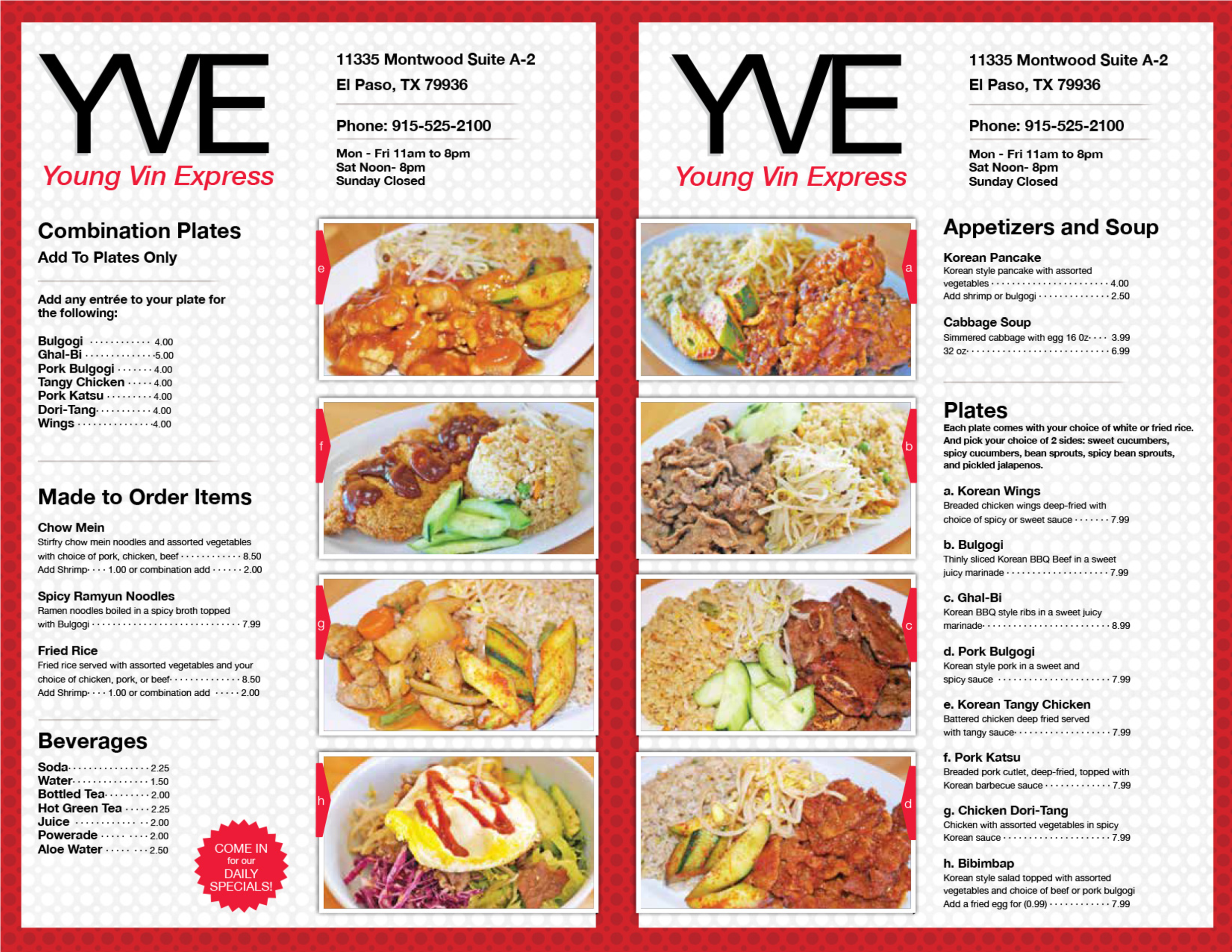 Young Vin Express Menu - Young Vin Express El Paso Menu (2550x3300), Png Download